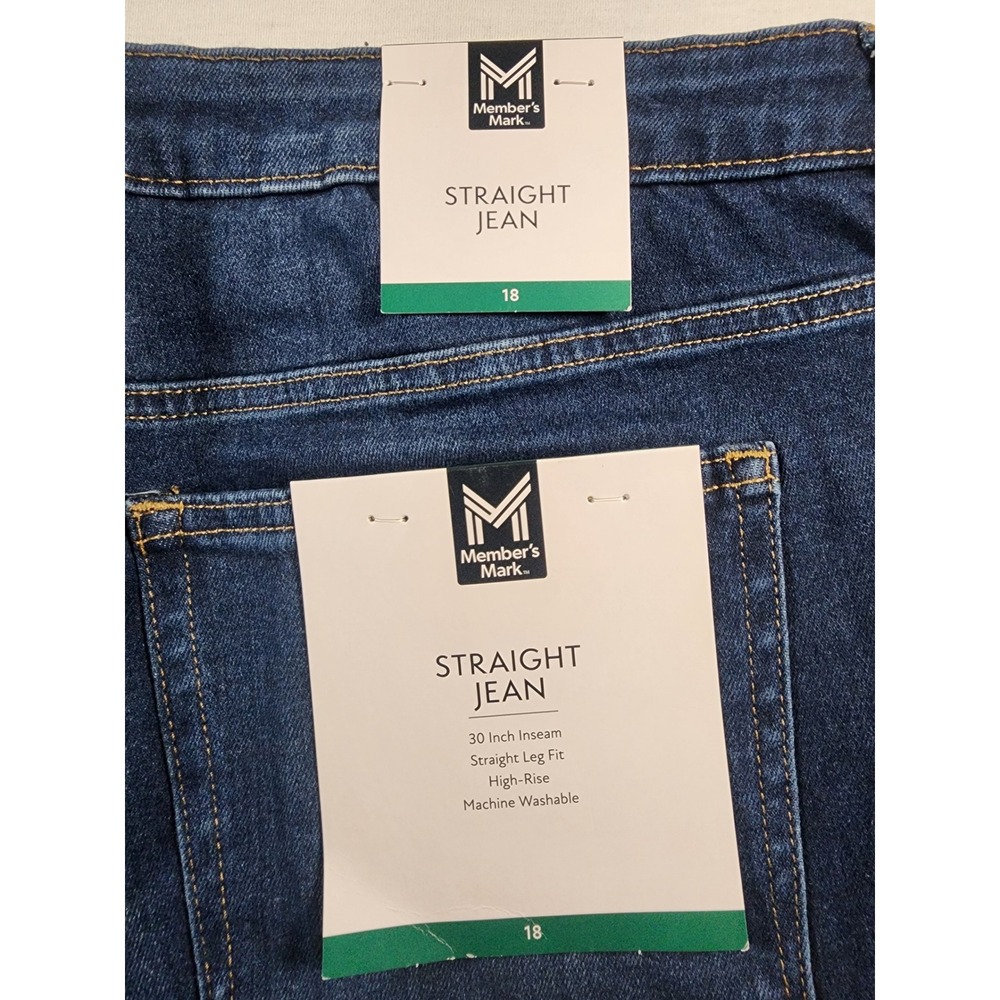 Members Mark Womens High Rise Straight Leg Jeans Dark Wash Blue Size 18 NWT - Picture 7 of 8